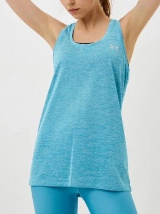 Under Armour Tops - UNDER ARMOUR Heather Turquoise Blue Racerback Tank Top Size L Large $35 EUC KL